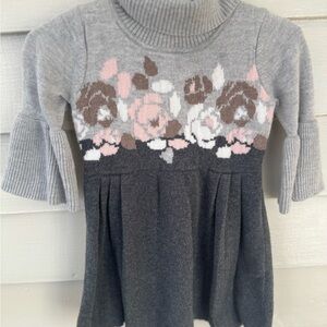 Janie and Jack Gray and Pink Floral Sweater